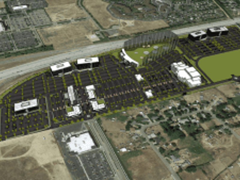 Overhead satellite view of Eagle View Landing total site rendering