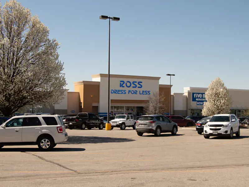 Exterior of front of Ross building and parking area apart of Wolf Creek Plaza