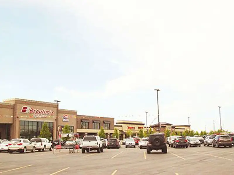 Exterior of Ball Ventures real estate shopping area and parking lot