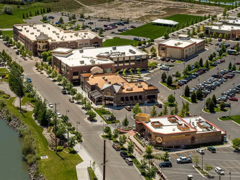 Exterior aerial view of Snake River Landing in Idaho Falls
