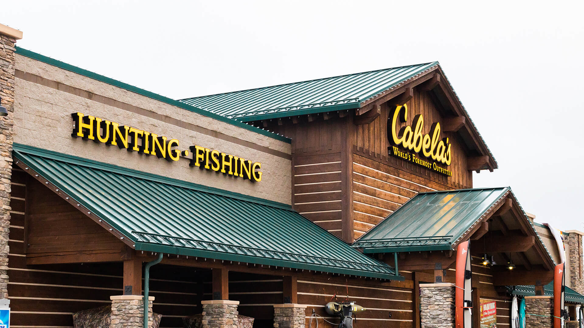 Front exterior of Cabela's building during the day