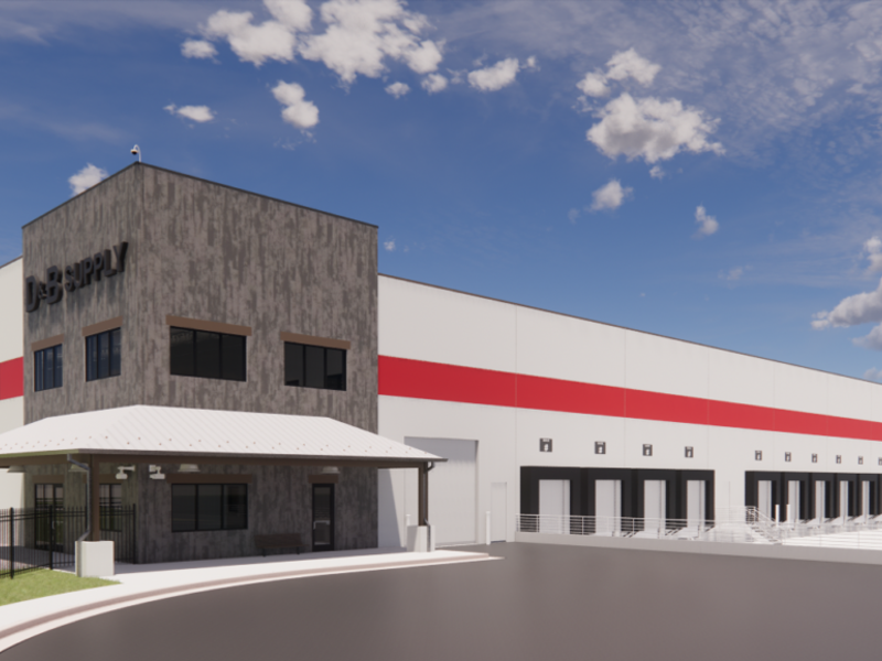 Exterior rendering of DB Supply building