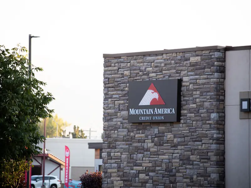Exterior view of Mountain American building apart of Alameda Plaza