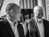 Black and white photo of two Ball Ventures leadership employees