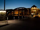 Exterior of scenic lookout at Snake River Landing at night