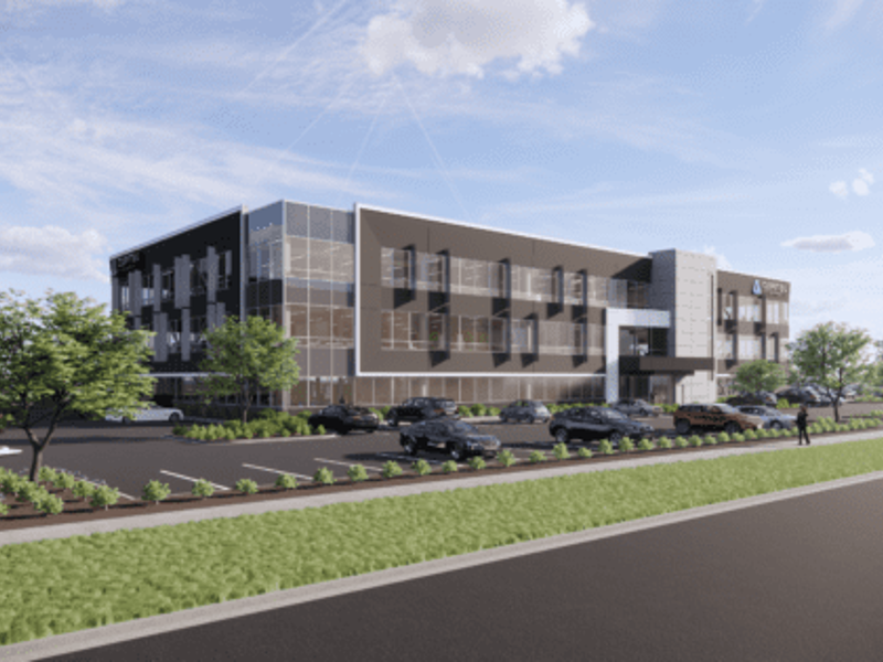 Exterior rendering of a Ball Ventures Real Estate office building