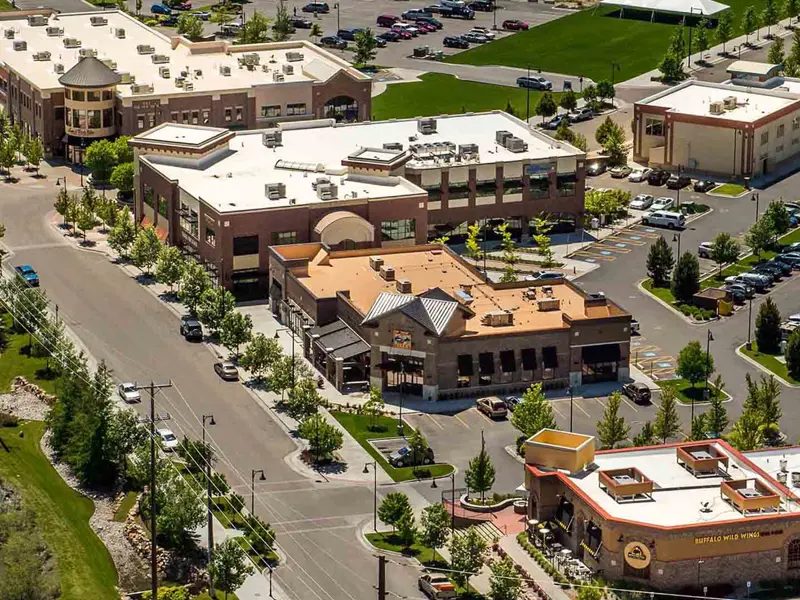 Exterior aerial view of Snake River Landing in Idaho Falls