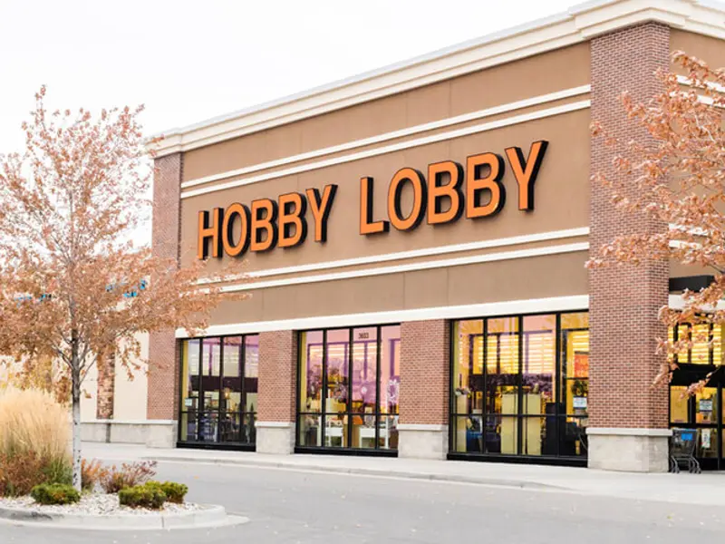 Exterior of front of Hobby Lobby building at Sandcreek Commons